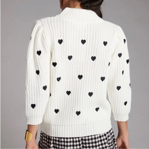 Anthropologie Hearts Mock Neck Sweater Tee Small - Picture 2 of 4